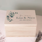 Personalisierte Erinnerungsbox zur Hochzeit Aquarell "Eukalyptus - für immer"