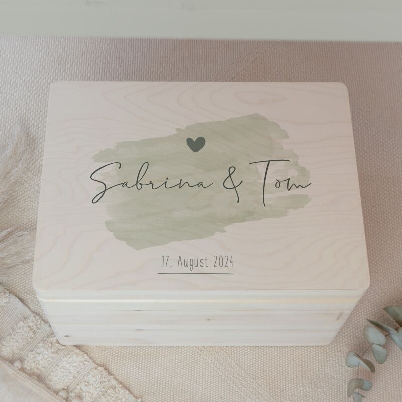 Personalisierte Erinnerungsbox zur Hochzeit Aquarell "Pinselstrich"