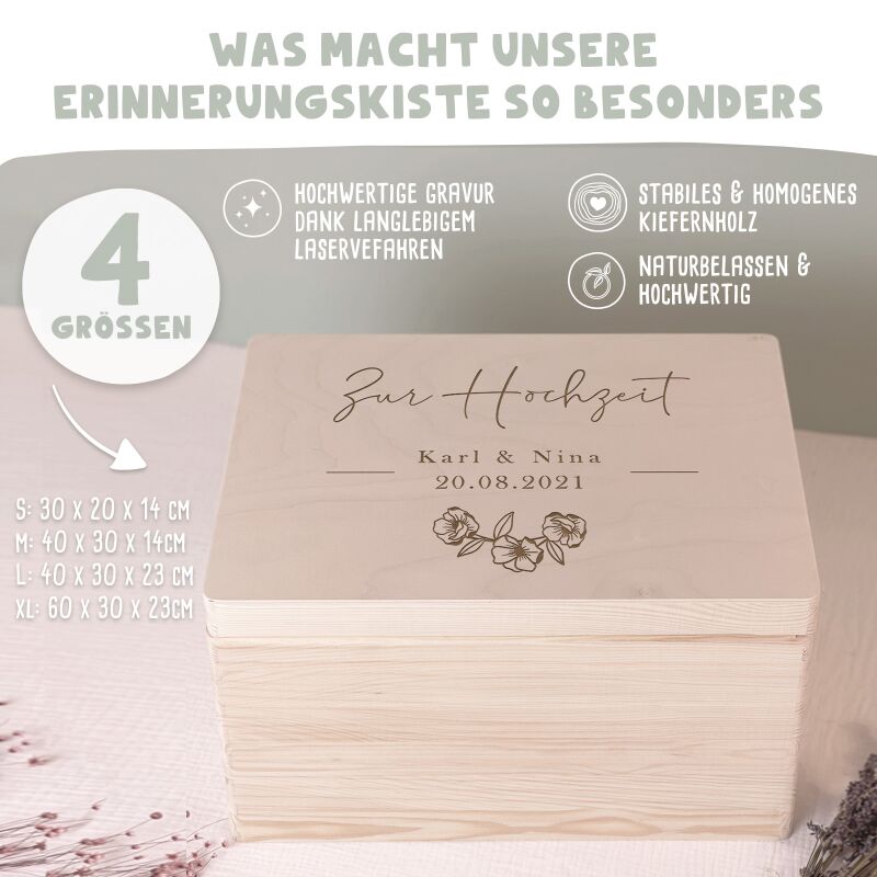Personalisierte Erinnerungsbox zur Hochzeit "Blumen"
