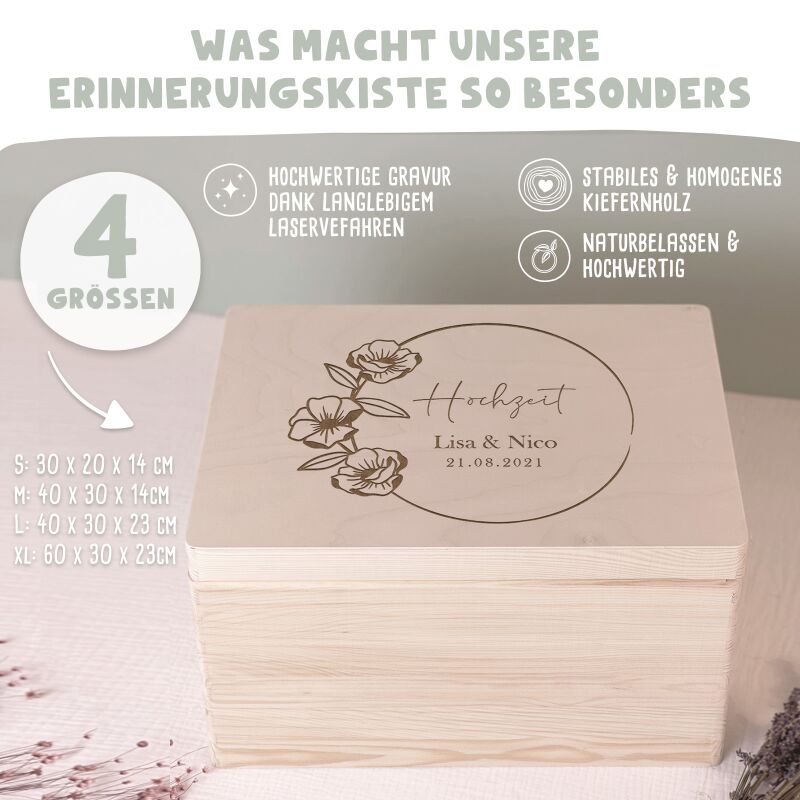 Personalisierte Erinnerungsbox zur Hochzeit "Blumenkreis"