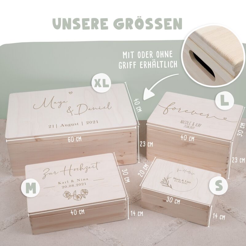 Erinnerungsbox zur Hochzeit „Herz“ personalisiert Gravur