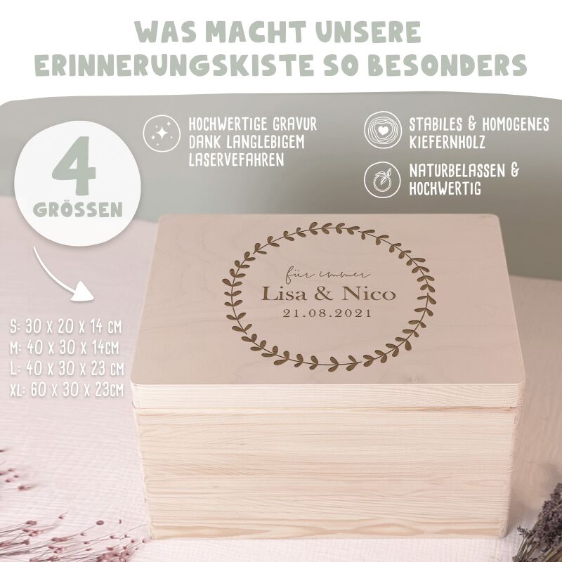Personalisierte Erinnerungsbox zur Hochzeit "Herzkreis"