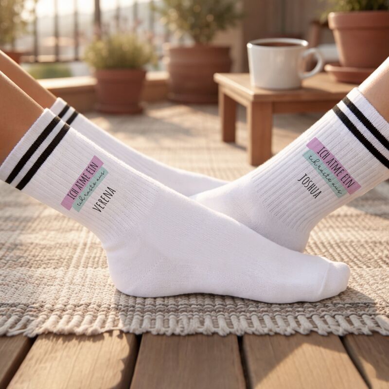 Personalisierte Socken für Erwachsene "Einatmen, Ausrasten"