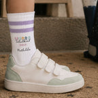 Socken für Kinder zur Einschulung „Hurra Rosa“ personalisiert Sublimation