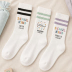 Socken für Kinder zur Einschulung „Regenbogen Blau“ personalisiert Sublimation