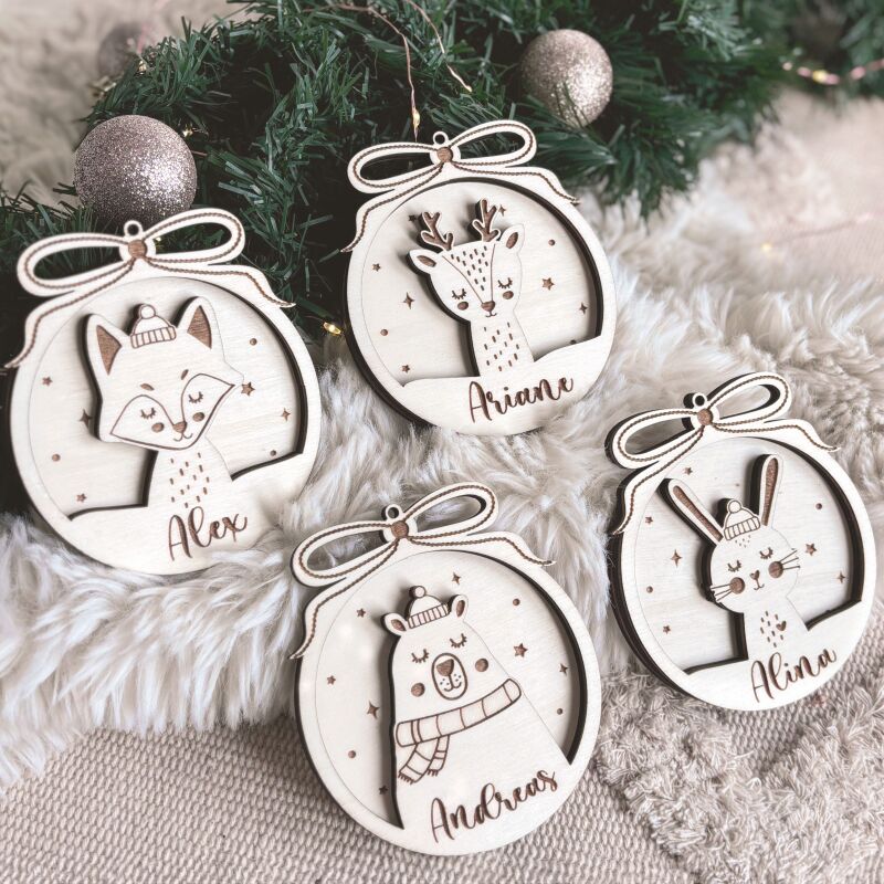 Personalisierte Weihnachtsbaumkugel 3D "Fuchs"