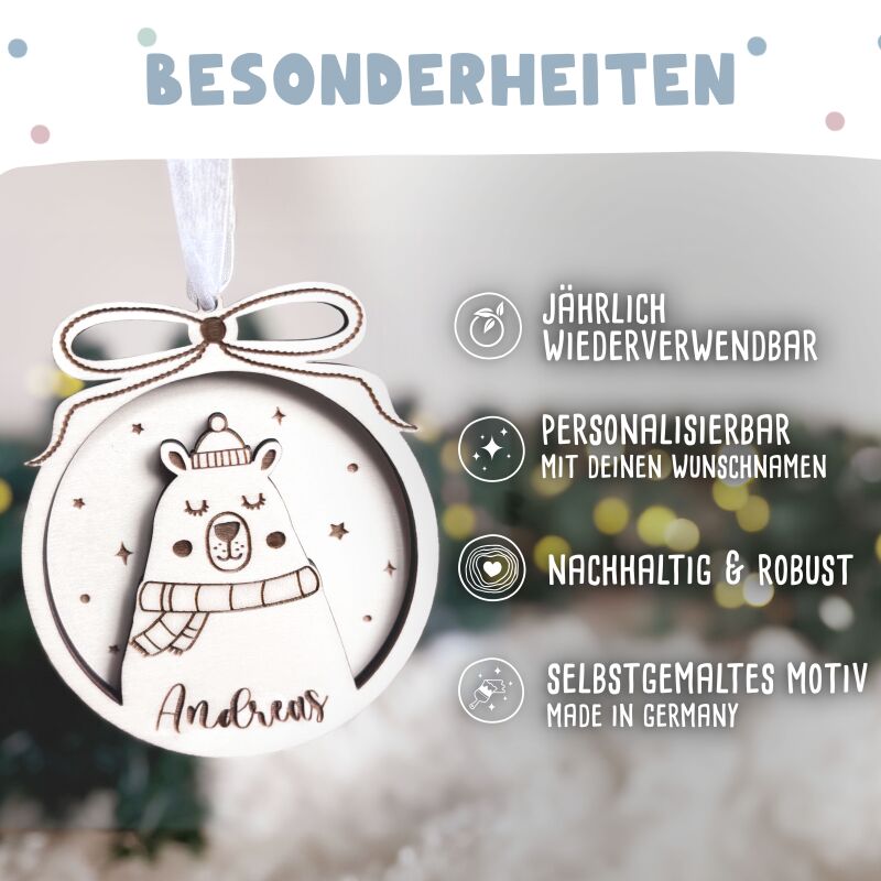 Personalisierte Weihnachtsbaumkugel 3D "Fuchs"