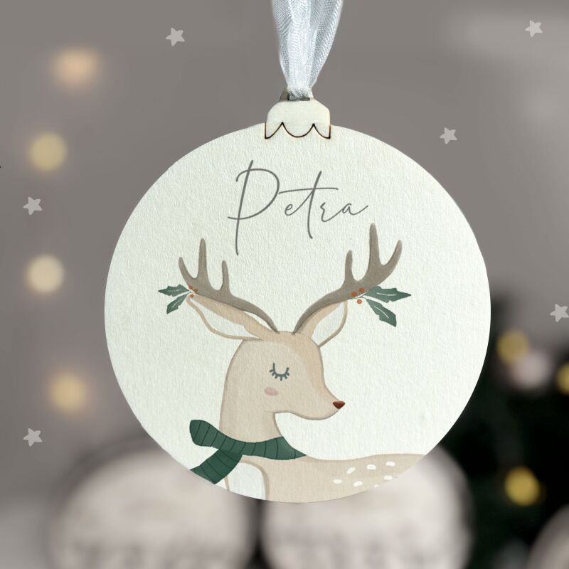 Personalisierte Weihnachtskugel Aquarell 6er Set "Waldtiere"