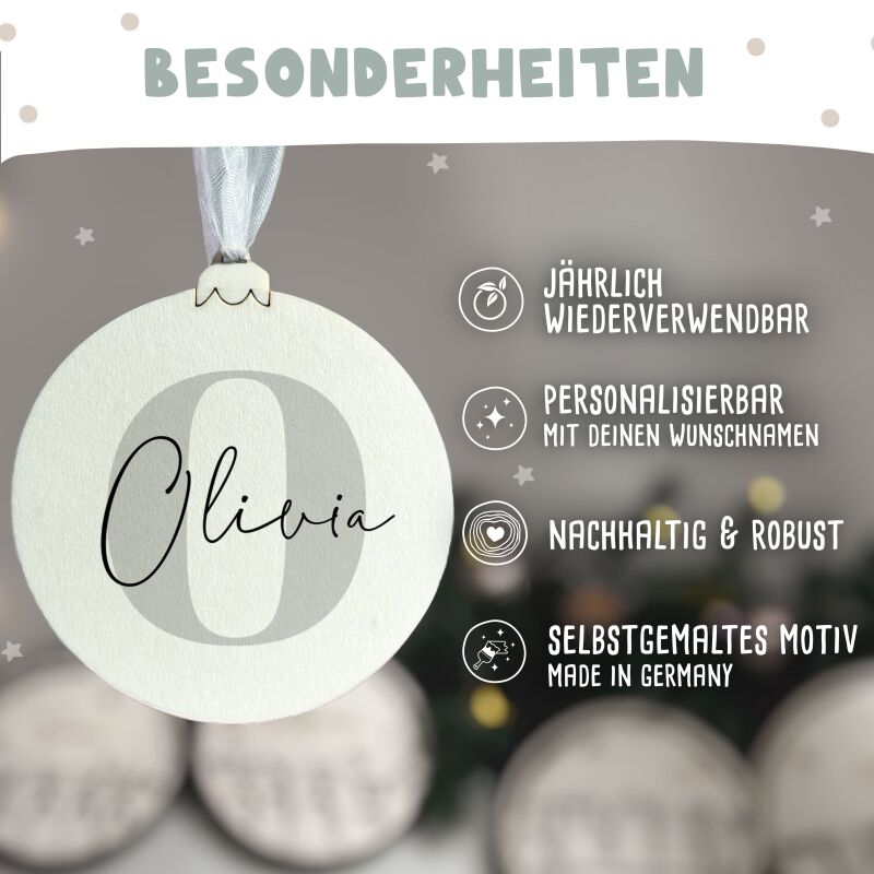 Personalisierte Weihnachtskugel Aquarell "Anfangsbuchstabe"