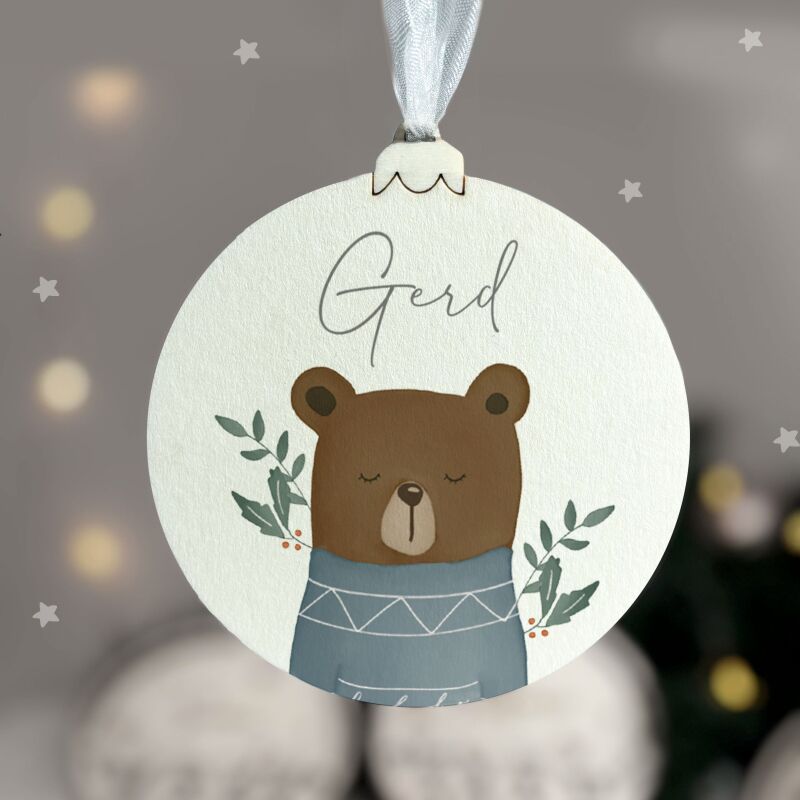 Personalisierte Weihnachtskugel Aquarell "Bär"