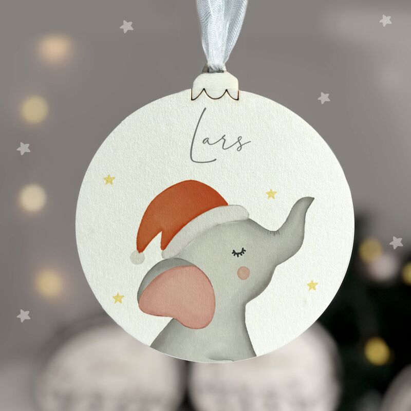 Personalisierte Weihnachtskugel Aquarell "Elefant"