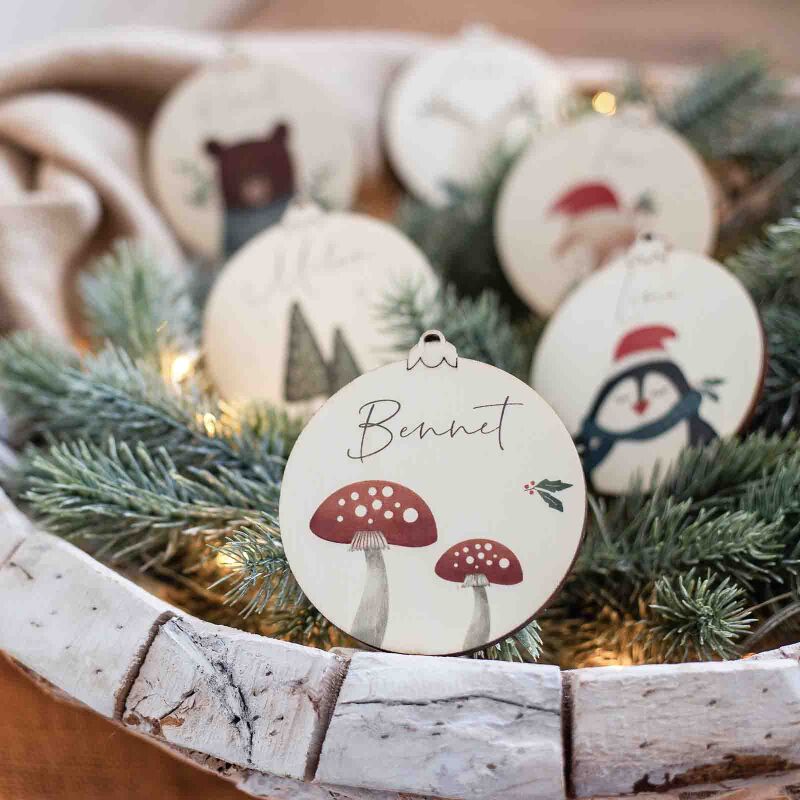 Personalisierte Weihnachtskugel Aquarell "Pilz"