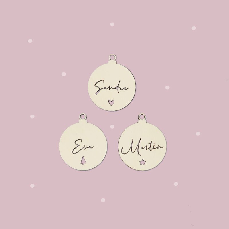 Personalisierte Weihnachtskugeln 3er Set "Clean"