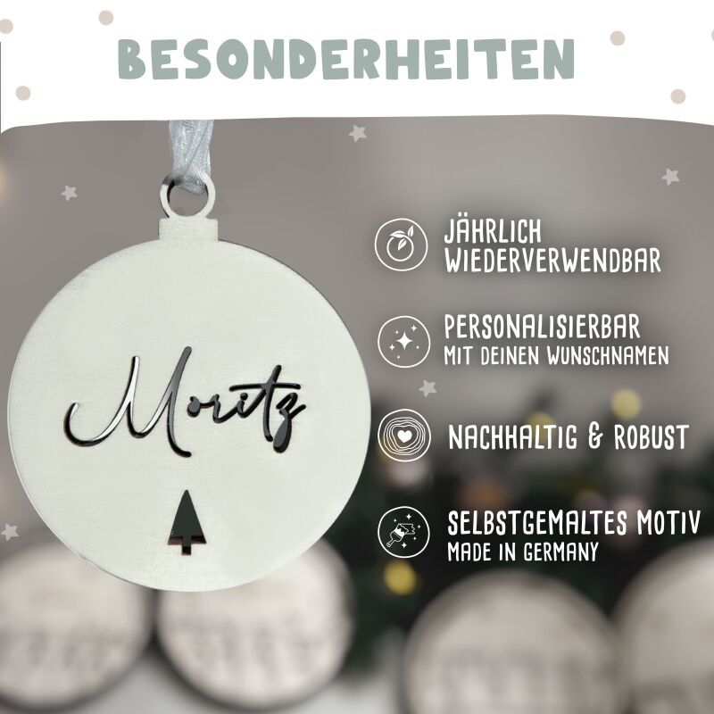 Personalisierte Weihnachtskugeln 4er Set "Clean"