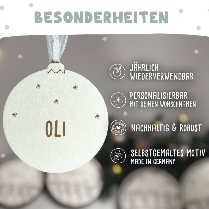 Personalisierte Weihnachtskugeln 4er Set "Symbole"