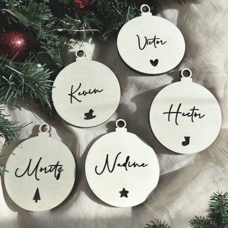 Personalisierte Weihnachtskugeln 6er Set "Clean"