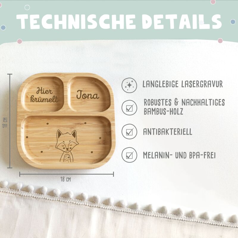 Personalisierter Babyteller "Fuchs"