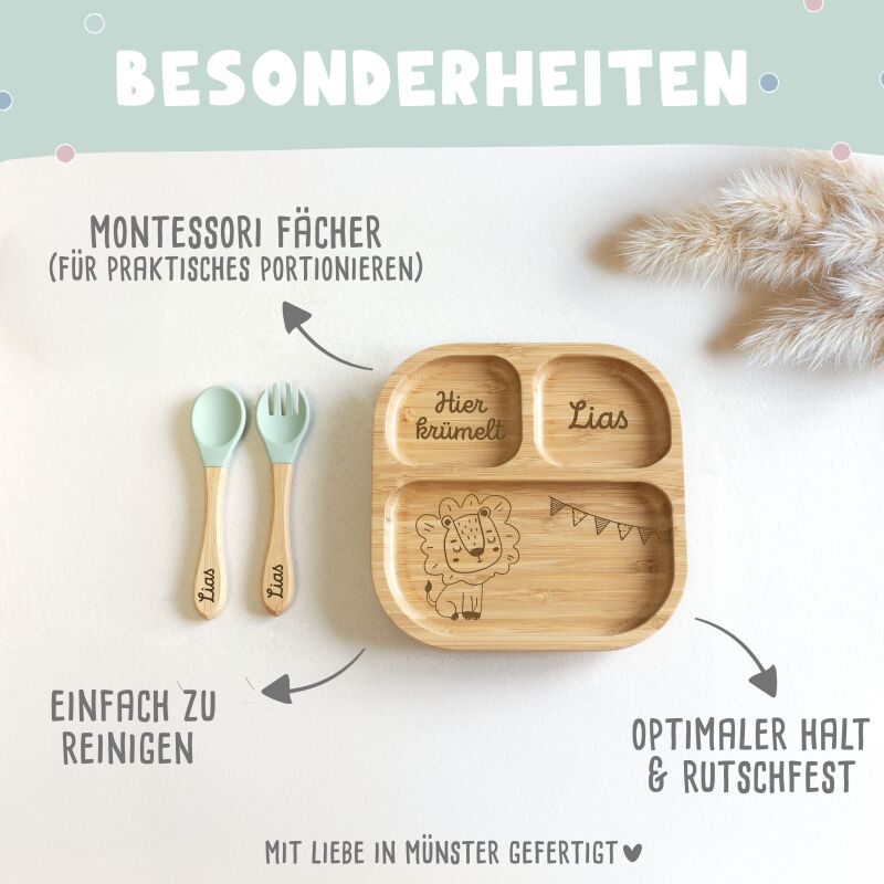 Personalisierter Babyteller "Löwe"