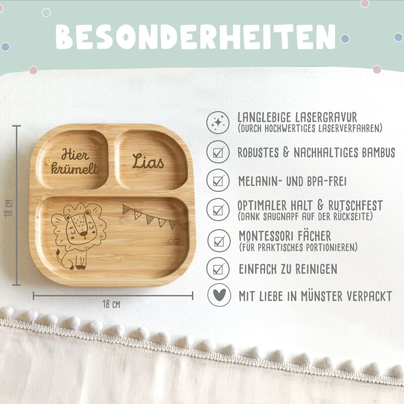 Personalisierter Babyteller "Löwe"