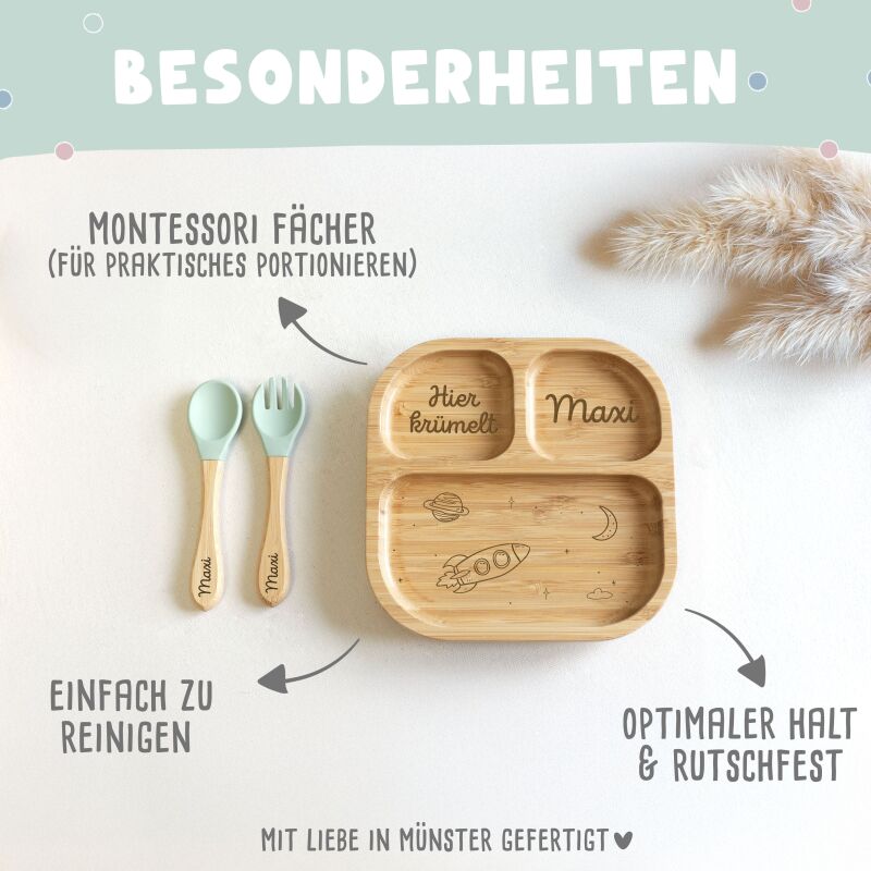 Babyteller „Rakete“ personalisiert Gravur