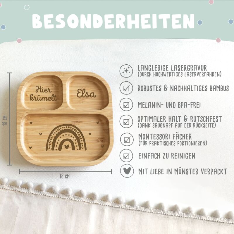 Babyteller „Regenbogen“ personalisiert Gravur