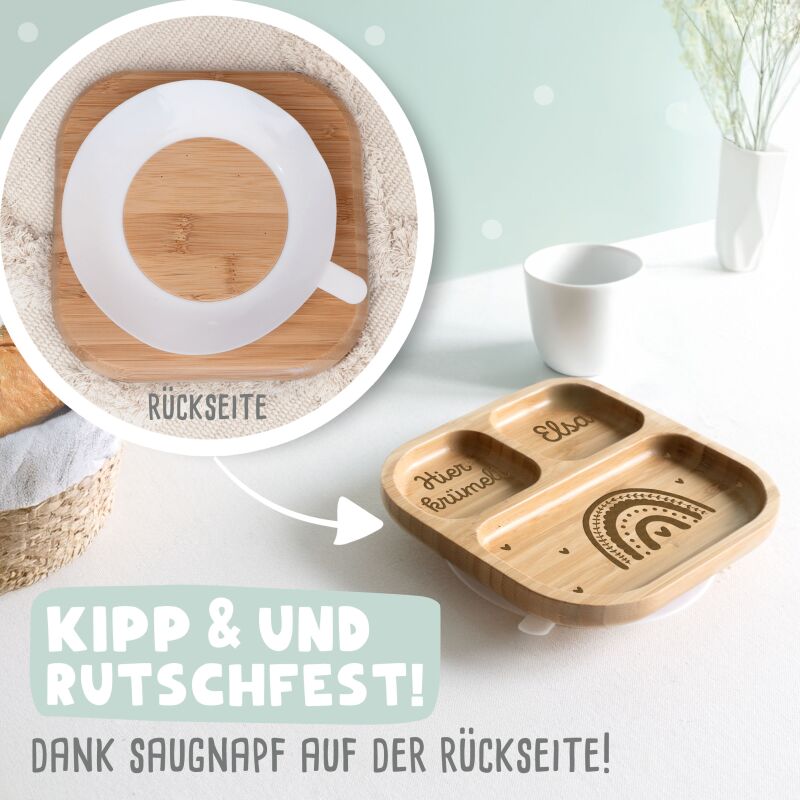 Babyteller „Regenbogen“ personalisiert Gravur
