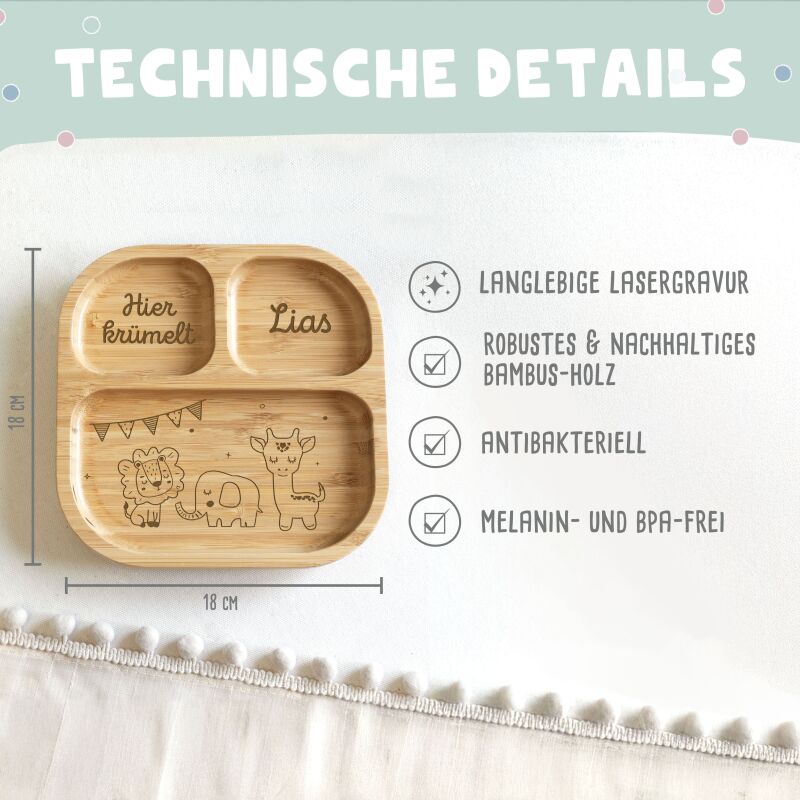 Personalisierter Babyteller "Safari"