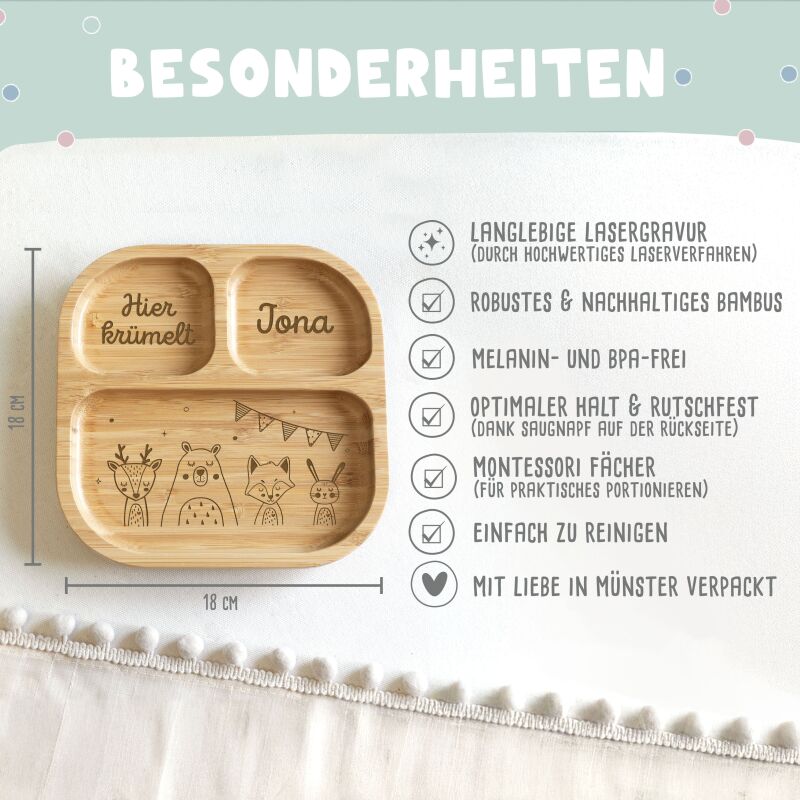 Babyteller „Tiere“ personalisiert Gravur