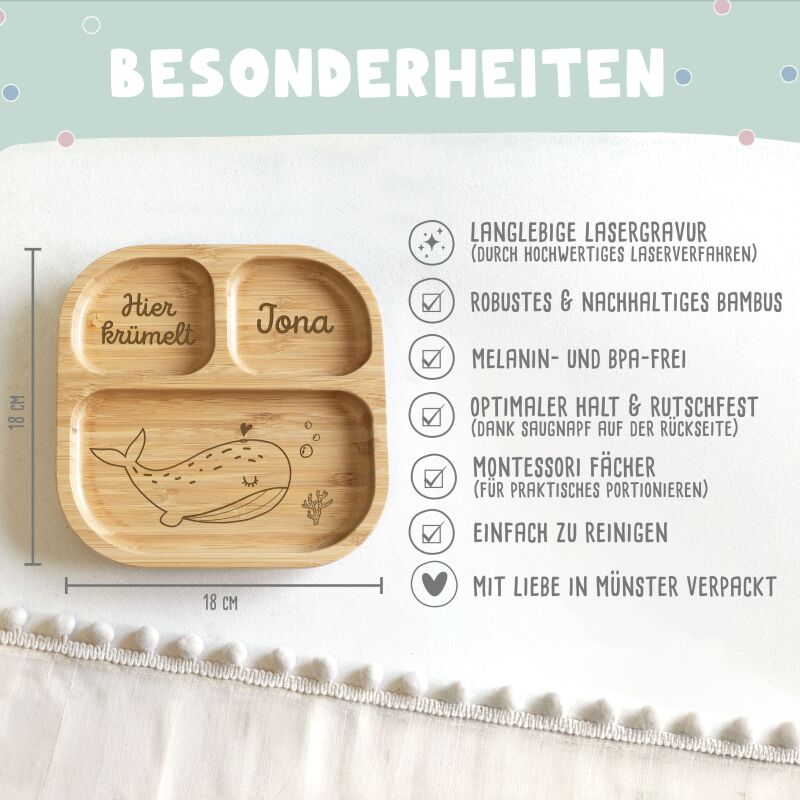 Babyteller „Wal“ personalisiert Gravur
