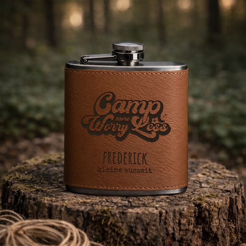 Flachmann „Camping“ personalisiert Gravur