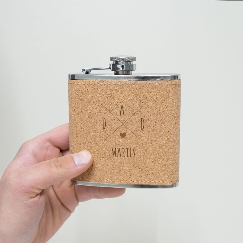 Personalisierter Flachmann Kork als Geschenk für Vater