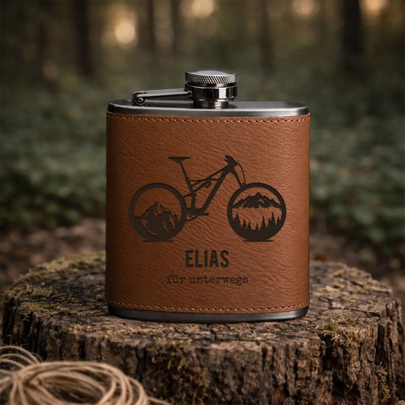 Flachmann „Mountainbike“ personalisiert Gravur