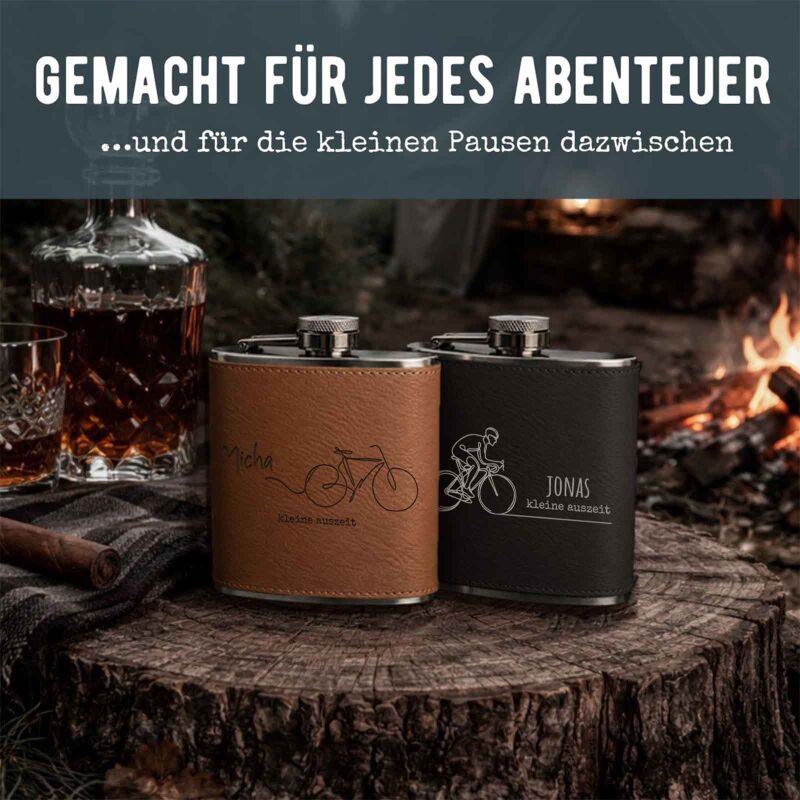 Flachmann „Rennrad“ personalisiert Gravur