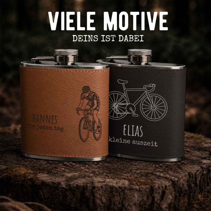 Flachmann „Rennrad“ personalisiert Gravur