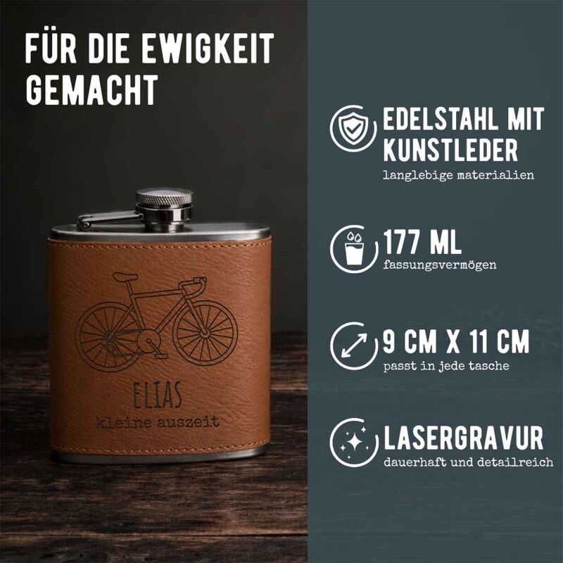 Personalisierter Flachmann "Rennrad"