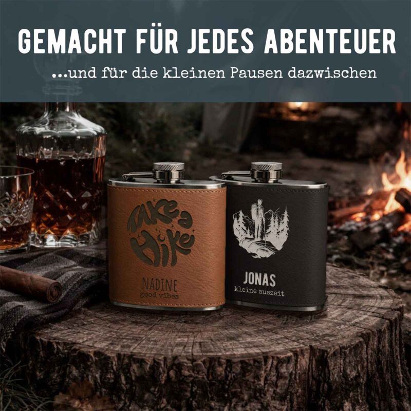 Flachmann „Wandern“ personalisiert Gravur
