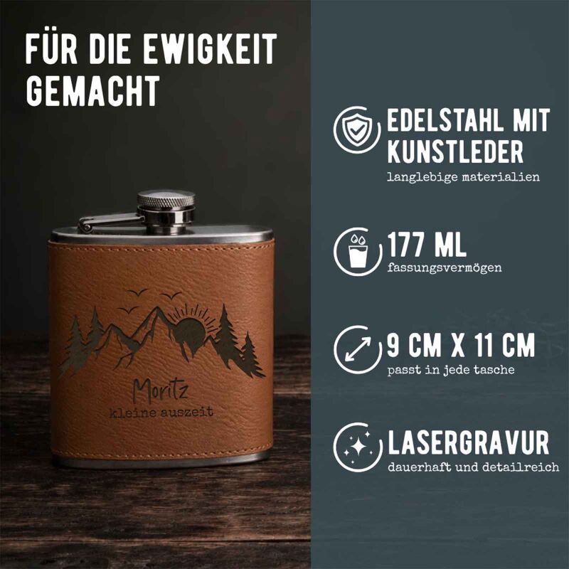 Flachmann „Wandern“ personalisiert Gravur