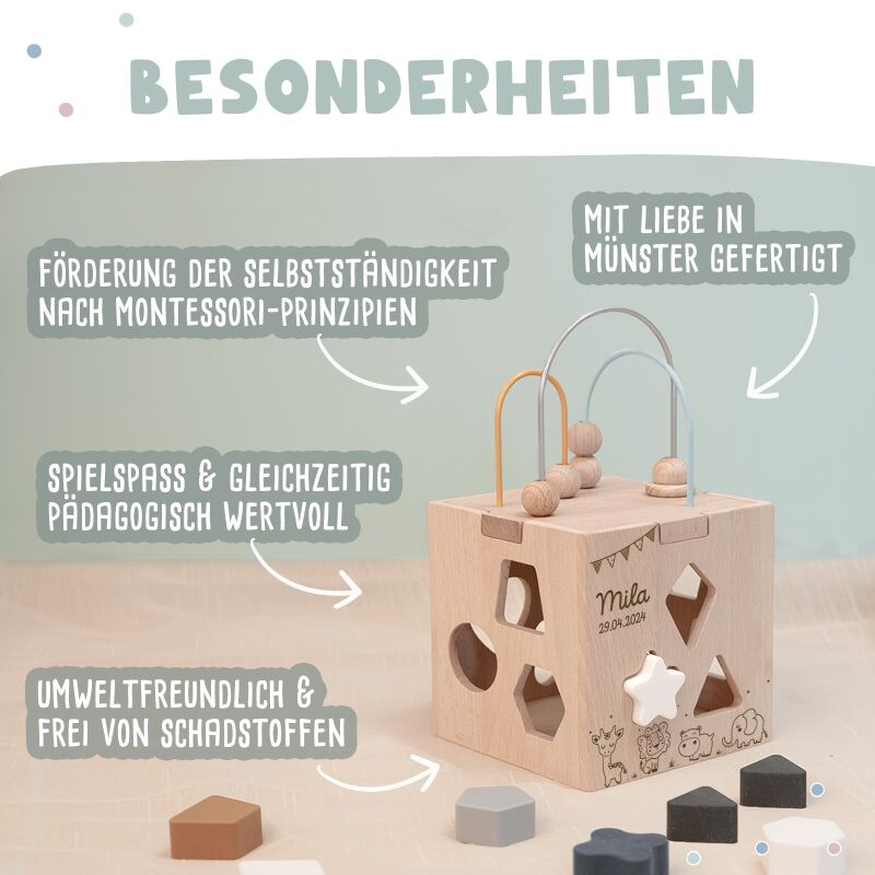 Personalisierter Motorikwürfel "Tierwelt"