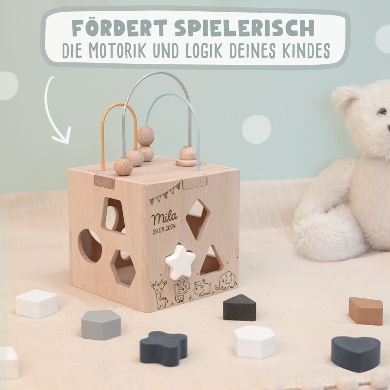 Personalisierter Motorikwürfel "Tierwelt"