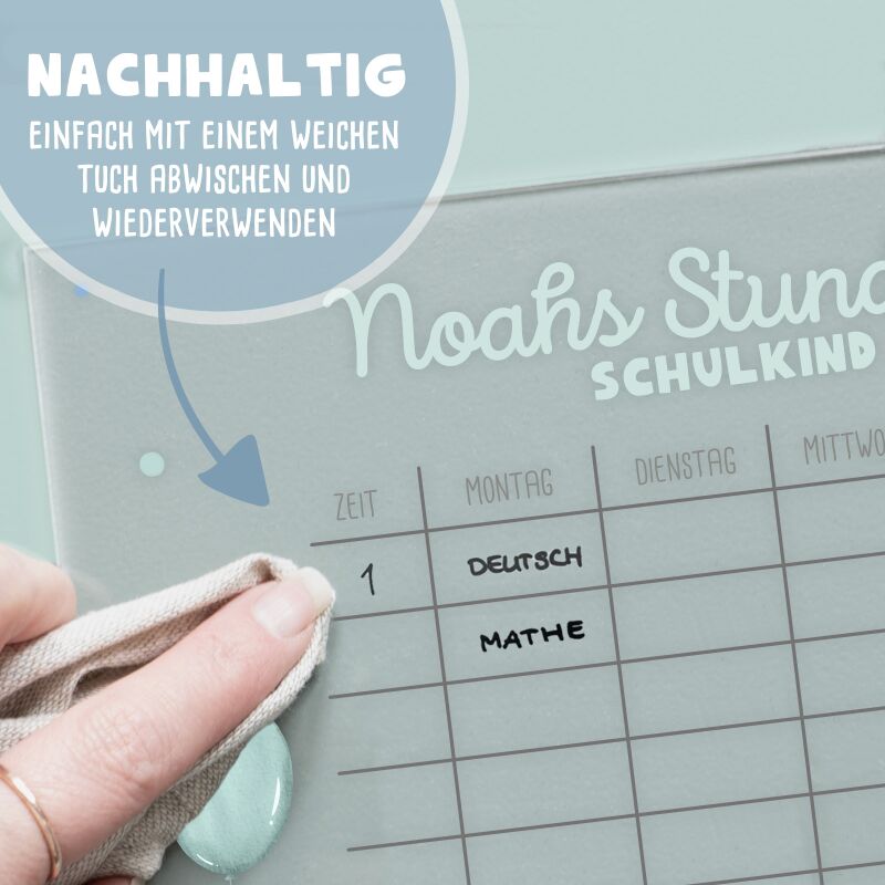 Personalisierter Stundenplan Transparent - abwischbar - mit Stift
