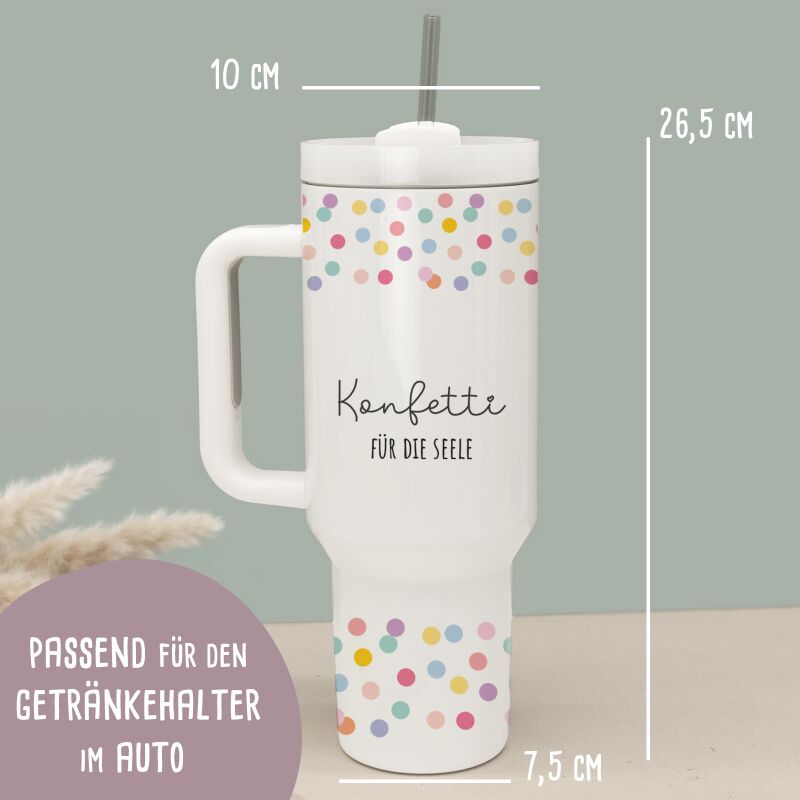 Personalisierter XXL-Thermobecher 1,2l mit Henkel "Sprüche schwarz"