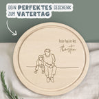 Personalisiertes Frühstücksbrettchen Rund Buche "Bester Papa Junge" Geschenk zum Vatertag Gravur