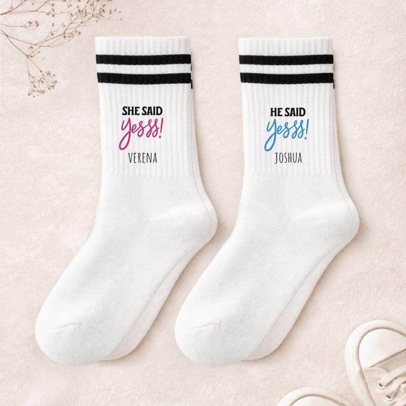 Personalisiertes Socken-Set zur Hochzeit "She said yes & He said yes"