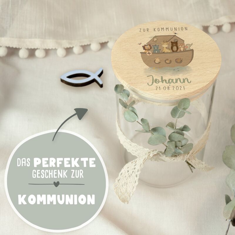 Personalisiertes Vorratsglas Aquarell Geschenk zur Kommunion