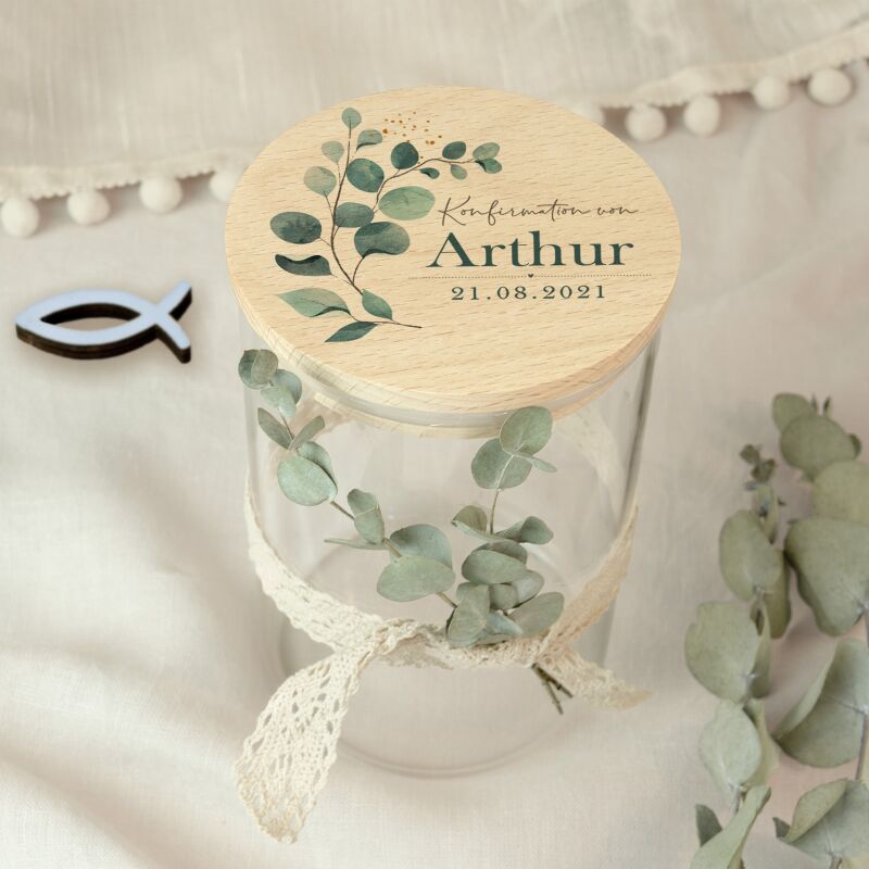 Personalisiertes Vorratsglas Aquarell Geschenk zur Konfirmation