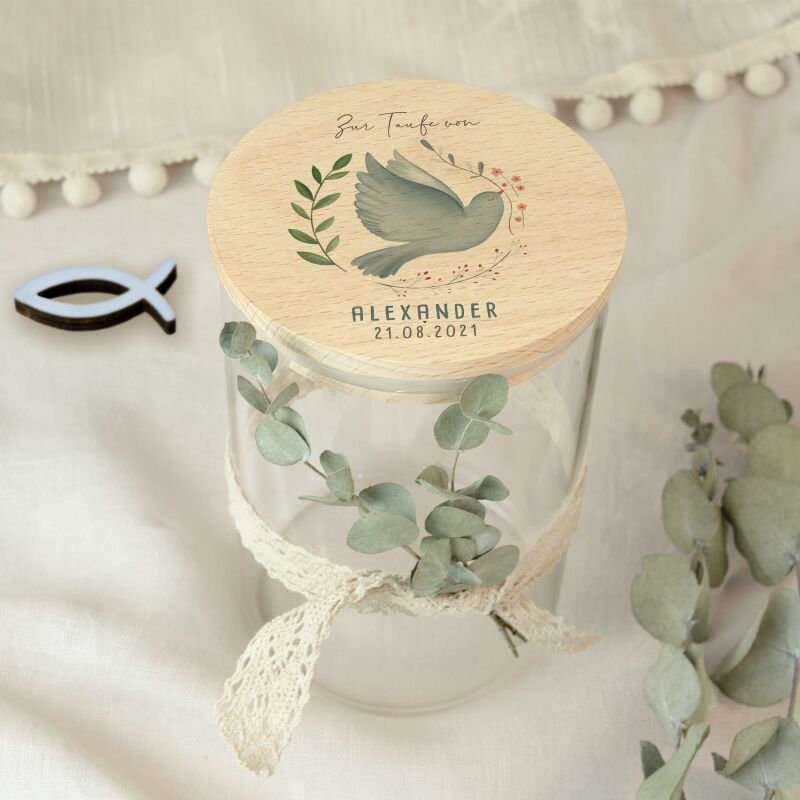 Personalisiertes Vorratsglas Aquarell Geschenk zur Taufe