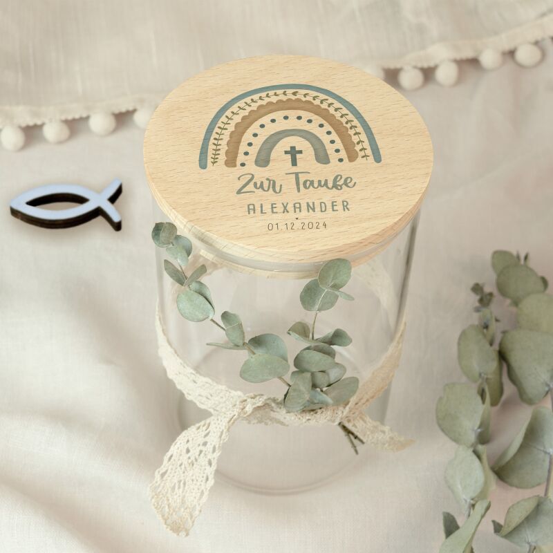 Personalisiertes Vorratsglas Aquarell Geschenk zur Taufe