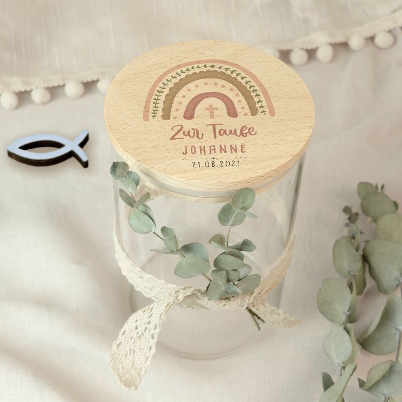 Personalisiertes Vorratsglas Aquarell Geschenk zur Taufe