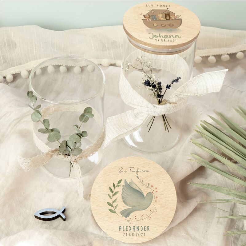 Personalisiertes Vorratsglas Aquarell Geschenk zur Taufe