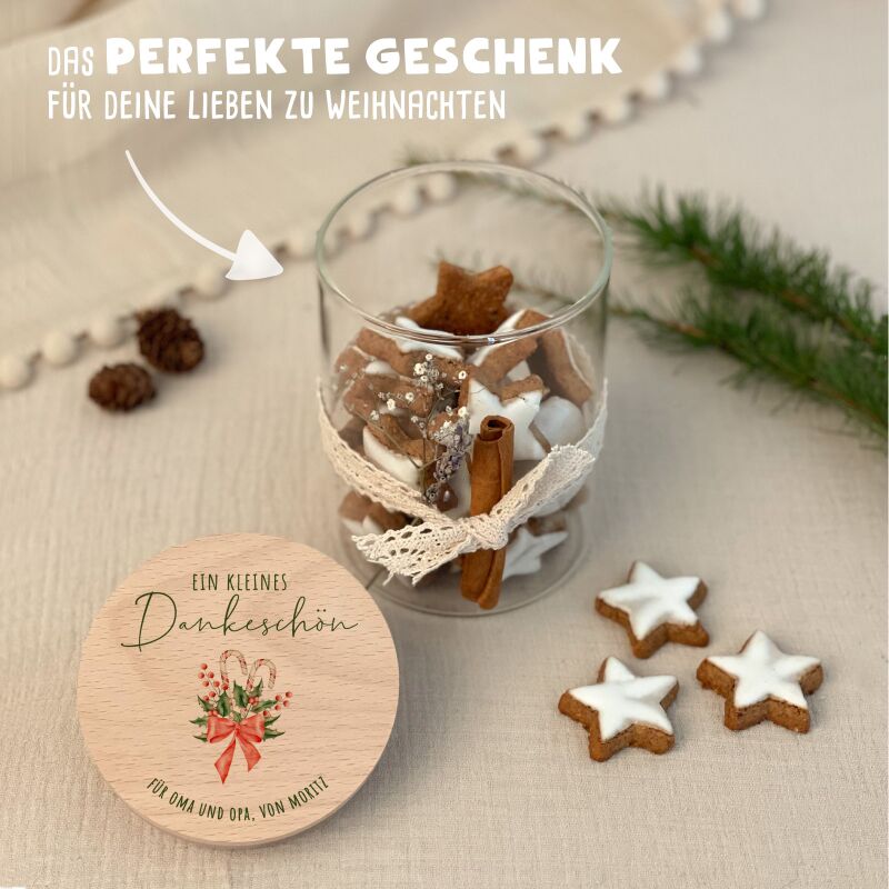 Personalisiertes Vorratsglas Aquarell "Weihnachtsstrauß - ein kleines Dankeschön"